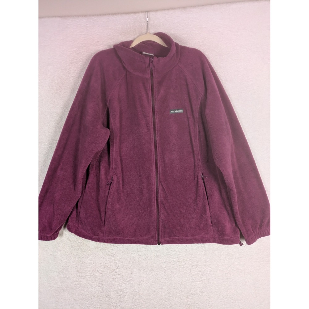Columbia Fleece Jacket Women's 2X Plum Full Zip Mock Neck
